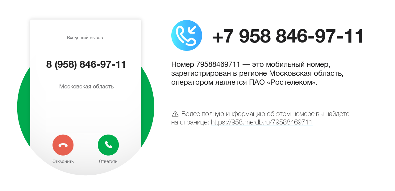 Номер телефона 8 (958) 846-97-11