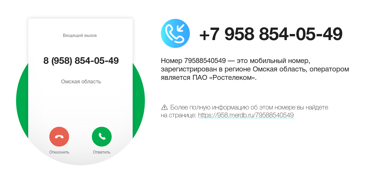 Номер телефона 8 (958) 854-05-49