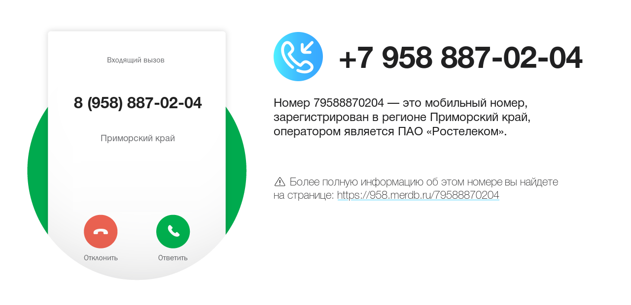 Номер телефона 8 (958) 887-02-04