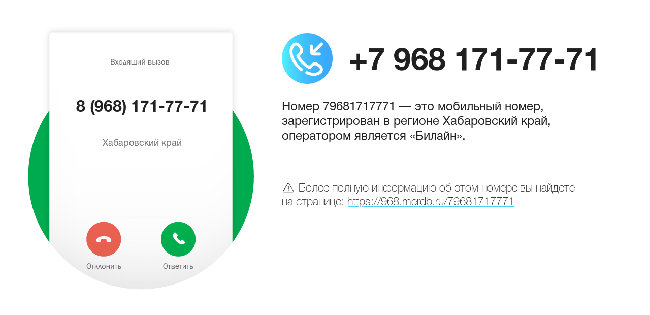 Номер телефона 8 (968) 171-77-71