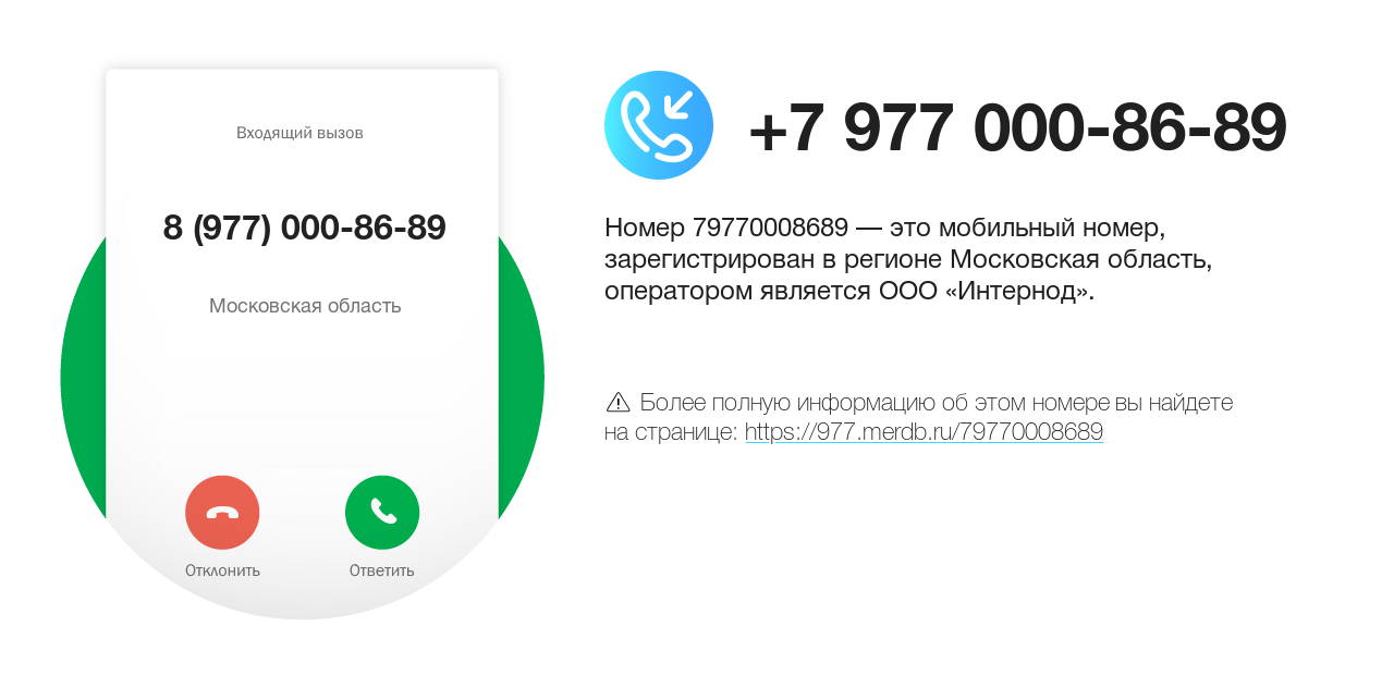 Номер телефона 8 (977) 000-86-89