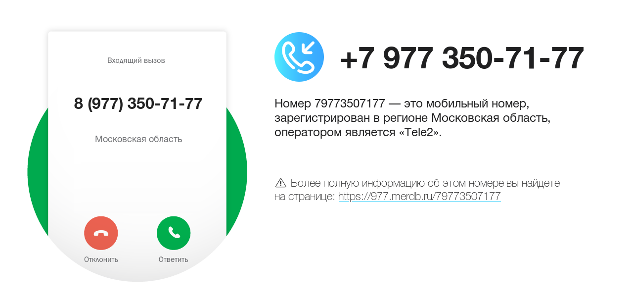 Номер телефона 8 (977) 350-71-77