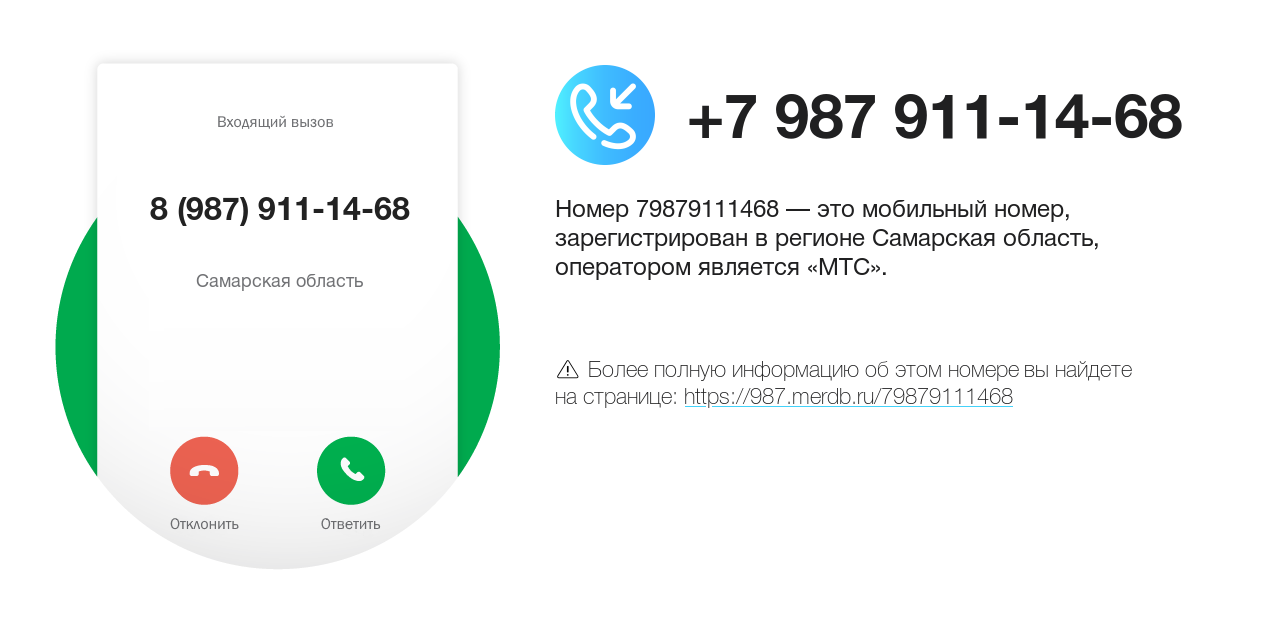 Номер телефона 8 (987) 911-14-68