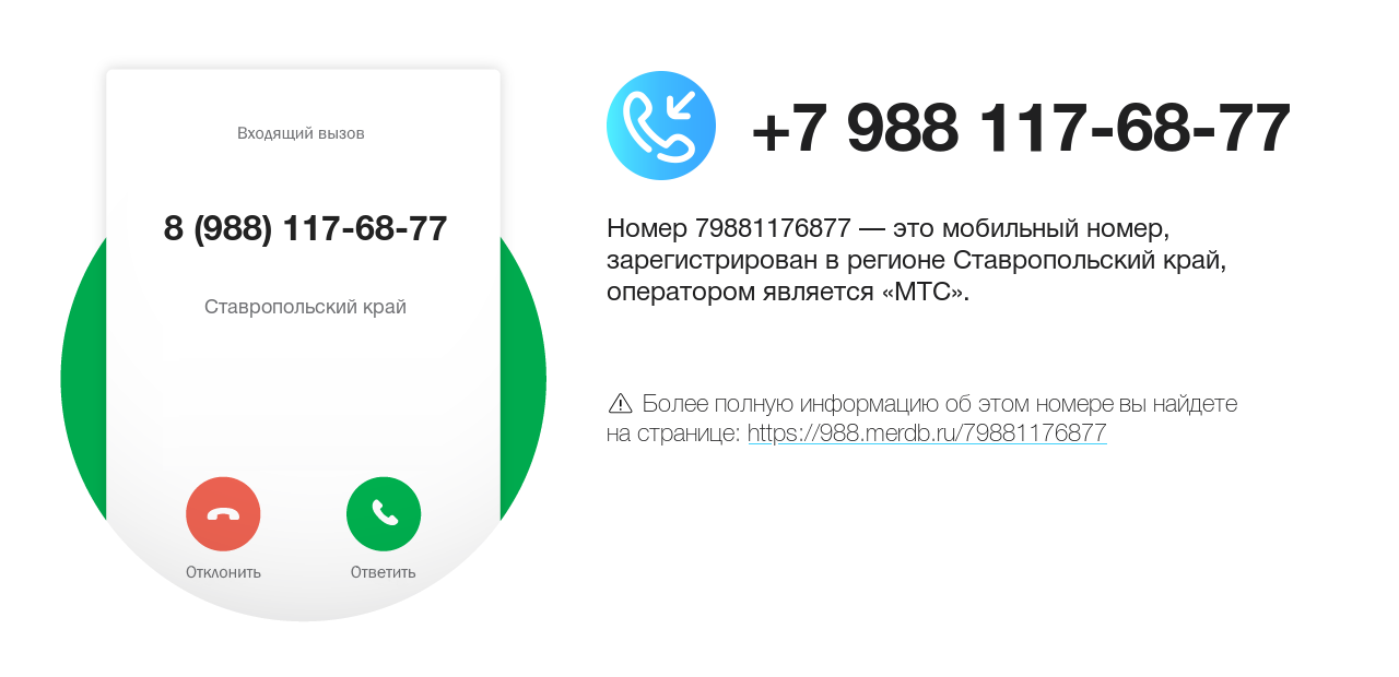 Номер телефона 8 (988) 117-68-77