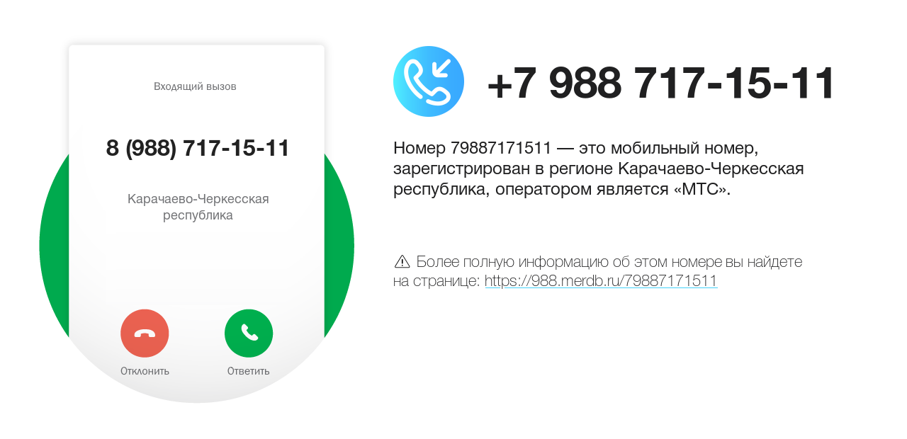 Номер телефона 8 (988) 717-15-11