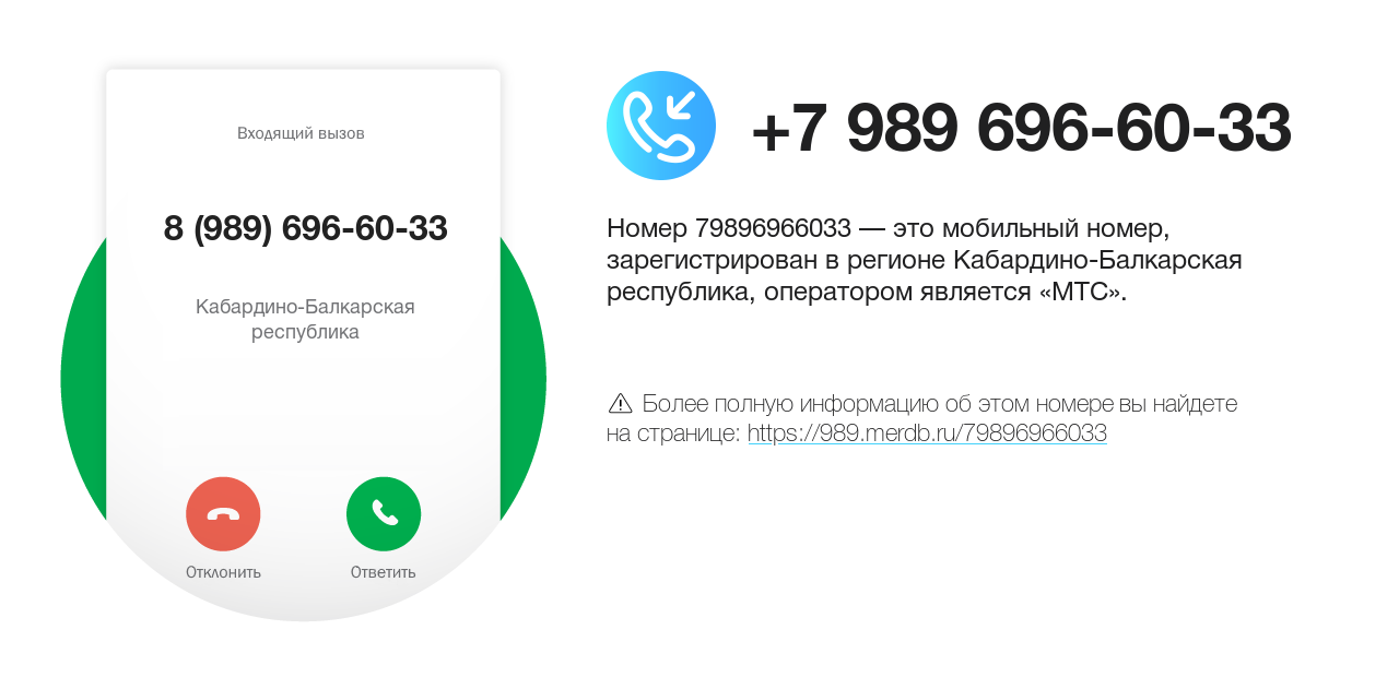 Номер телефона 8 (989) 696-60-33