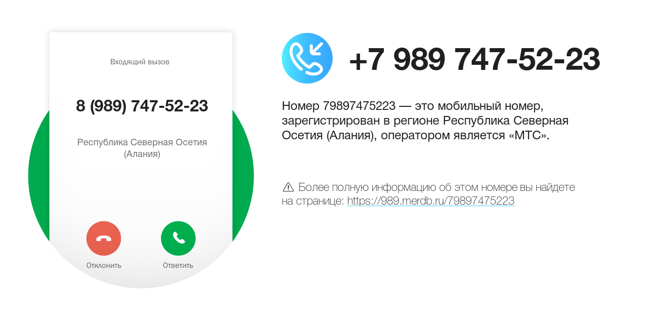 Номер телефона 8 (989) 747-52-23