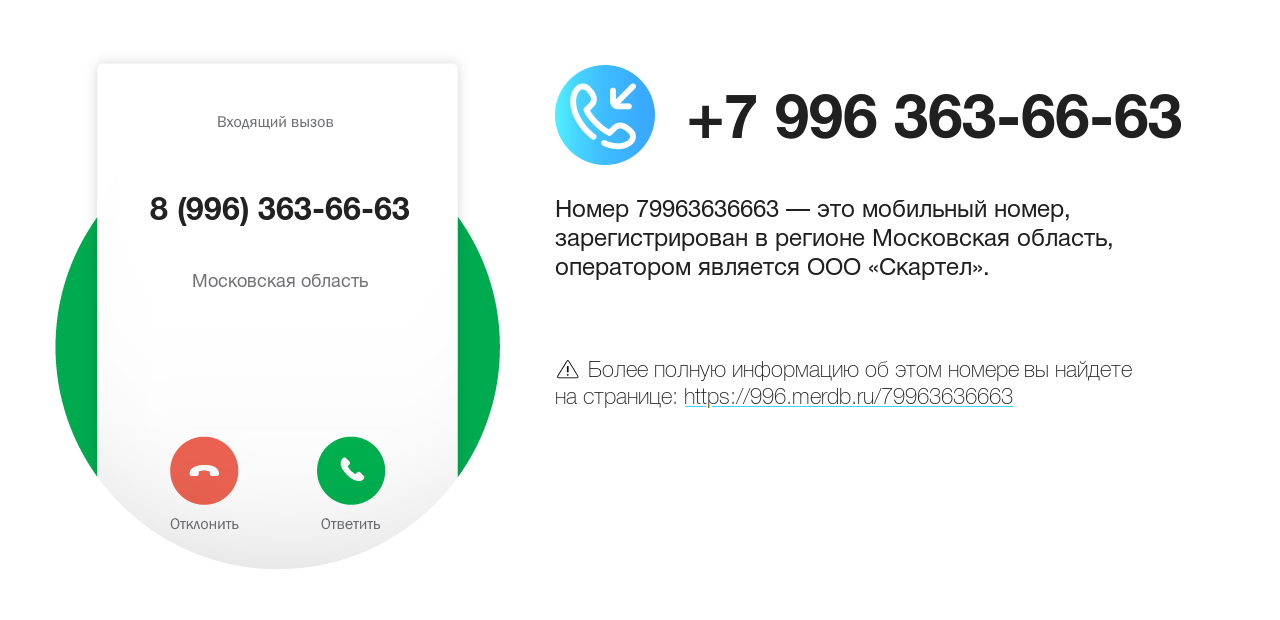 Номер телефона 8 (996) 363-66-63