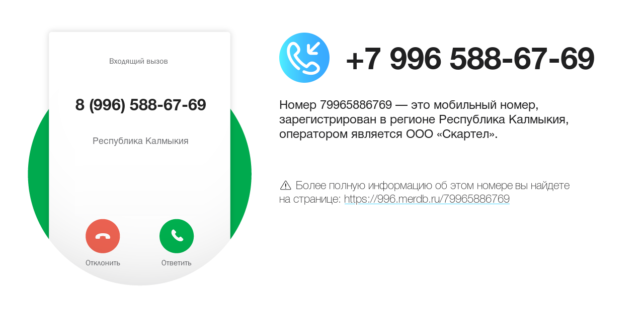 Номер телефона 8 (996) 588-67-69
