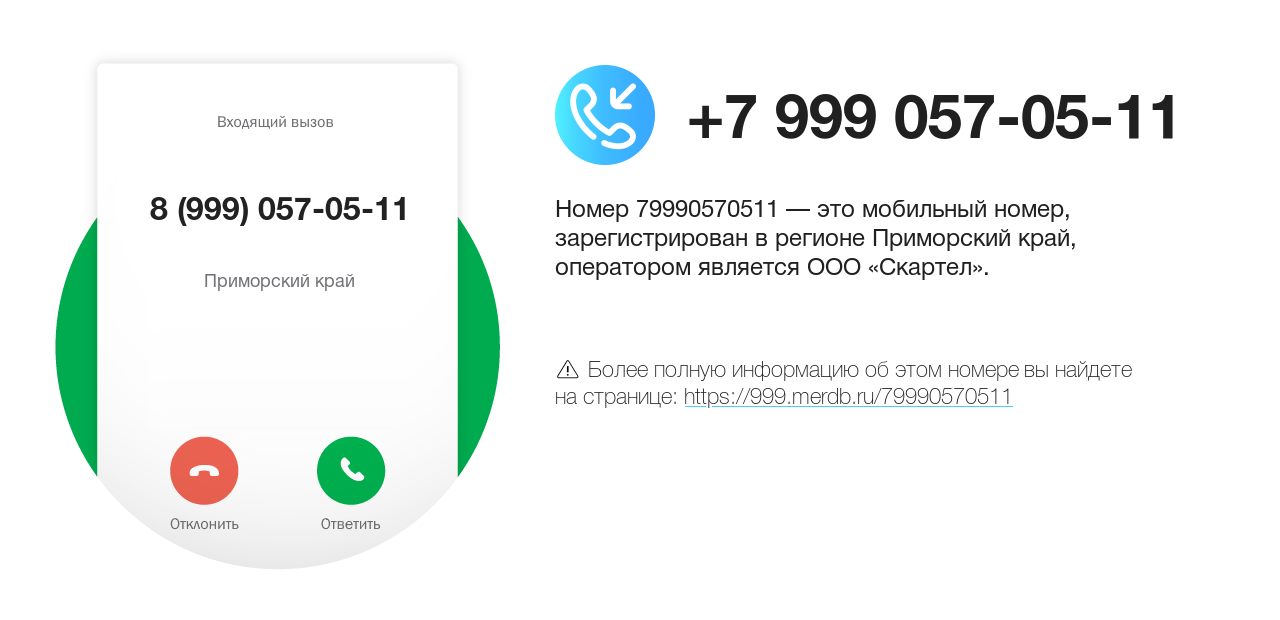 Номер телефона 8 (999) 057-05-11