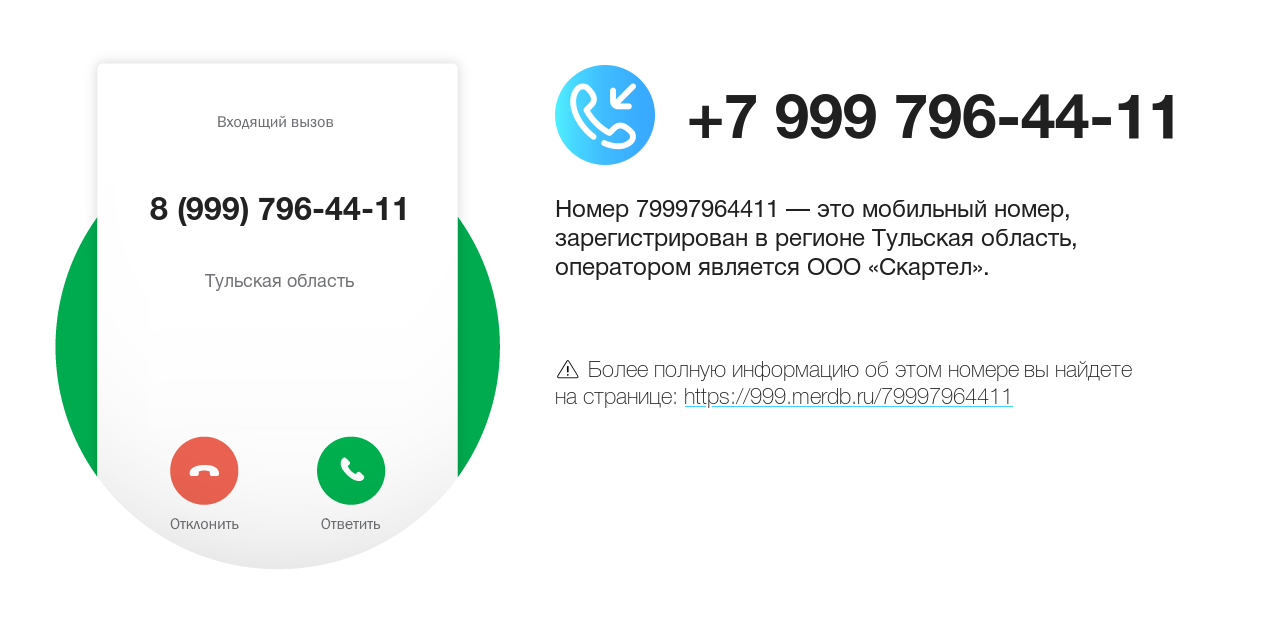 Номер телефона 8 (999) 796-44-11